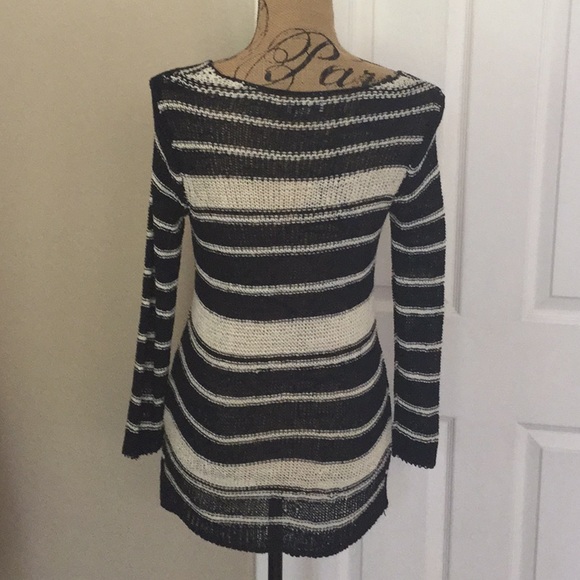 Lucky Brand Stripe Oven Weave vneck Sweater size S - Picture 3 of 6